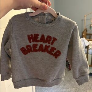 Cat & Jack Gray Sweatshirt with Red Heart Breaker Design